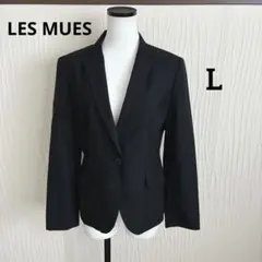LES MUESレミュー テーラードジャケット ストレッチ　L アオキ　黒
