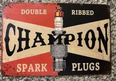 【アメリカヴィンテージ】CHAMPION スパークプラグ看板　本物 直径76センチ】ビンテージ 大型看板 CHAMPION SPARK PLUGS 当時物