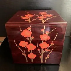 漆器重箱　溜紅本塗り木製三段重箱　★最終価格★