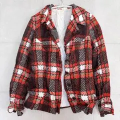 【レトロ】総柄 チェック柄 テーラードジャケット ヴィンテージ