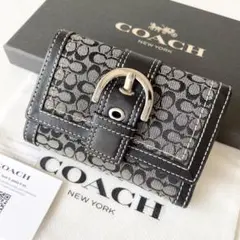 【新品・保管品】COACH 三つ折り財布 シグネチャー ジャガード
