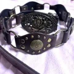 スタッズ付きブラウンレザーベルトウエスタン　タグ付き