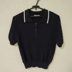mysa ポロニット 半袖 ネイビー