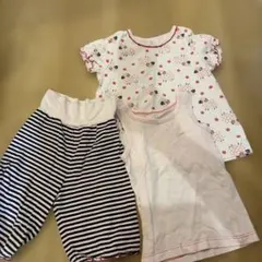 コンビミニ　パジャマ 上下セット 100 おまけ付き　ピンク　肩ボタンのサムネイル