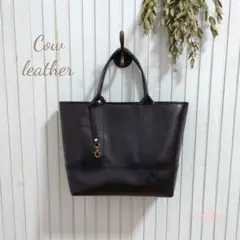 ALLブラック☆カウレザートートバッグ