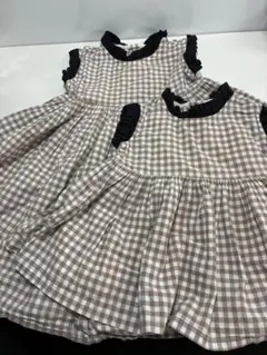 ブラウン チェック ワンピース