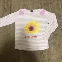 130サイズ　Dolly Ribbon 花柄ストライプTシャツ