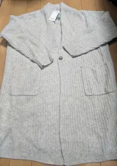 ユニクロ　ウールリブニットコート（長袖）ナチュラル　Lサイズ