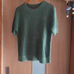 ユニクロ 半袖ニット グリーン