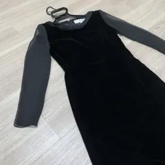 ソワールドルチェ　ブラックシースルー長袖ドレス