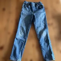 デニムブルー ゴムウエスト ストレートパンツ