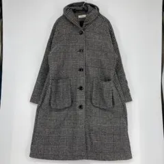 Yipinyichu グレンチェック フード付きロングコート XXLサイズ