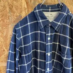 AE9068 無印良品 長袖シャツ ブルー チェック レディース XS ポス