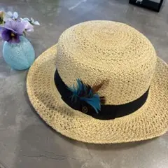 Truffaux ストローハット　Lサイズ 羽根付き