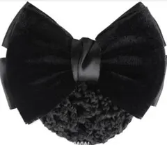 シニヨンネット リボン バレッタ 黒 お団子 ネット 仕事 冠婚葬祭 就活