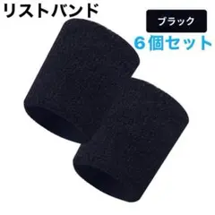 リストバンド 吸汗速乾 6個セット スポーツ用　黒 洗い替え ユニセックス