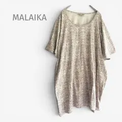 MALAIKA 【F】 半袖チュニック ベージュ系 総柄 インド綿　ナチュラルのサムネイル