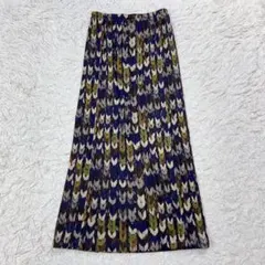 美品 プリーツプリーズ ロング プリーツ スカート 幾何学 1 マルチカラー