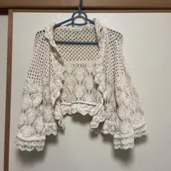 アイボリー レース編み カーディガン