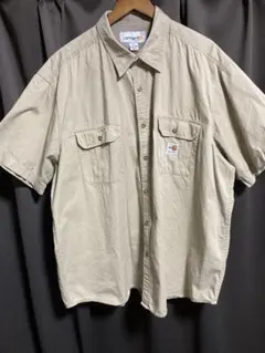 Carhartt FR 半袖ワークシャツ　XL TALL （大きめ）ベージュのサムネイル