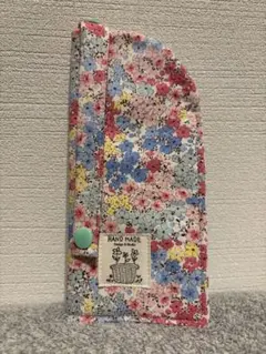 ❤️メガネケース❤︎カラフル花柄❤︎バスケットに花タグ❤︎水色ホック❤︎ハンドメイド❤️