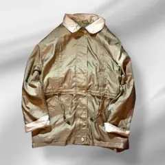 【90sヴィンテージ】ジャクリンスミス 光沢ブルゾン 金ボタン 極太身幅 2X