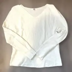UNIQLO ユニクロ 3DコットンVネックセーター 長袖 ニット ホワイト