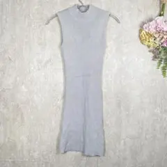 FOREVER21 ノースリーブリブニットワンピース タートルネック グレー