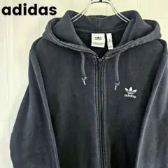 【希少】アディダス トレフォイル フルジップ パーカー ビッグロゴ 黒 XL