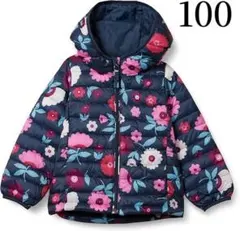 パファージャケット フード付き ライトウエイト 防水 ガールズ 100 花柄