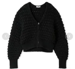 美品 FRAY I.D ニットカーディガン クロップドジップラーベン編みカーデ