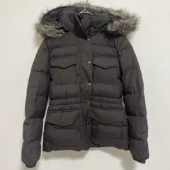 ユニクロ ブラウン ダウンジャケット ファー付き 取り外し可能 サイズM