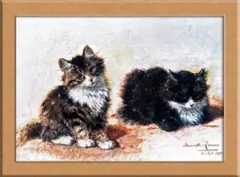 藤田嗣治 猫の絵 1954年頃 肉筆鉛筆画 ・紙本著色・洋画・レオナール