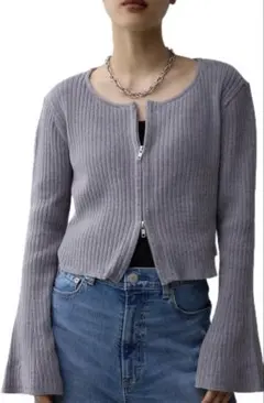 【美品】モールヤーン ダブルジップカーディガン