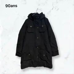 a3901 90ans ダウンコート 黒 M フード ファー付き 厚手 秋冬のサムネイル