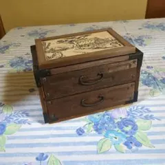 木製小物入れ 2段 ミラー付き