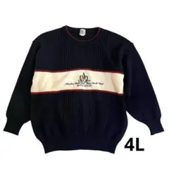 YOC セーター　ニット　プルオーバー　ネイビー　かぶり　丸首　上質　4L