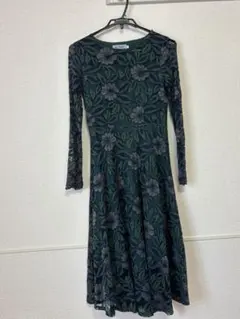 AIZHE 花柄レース 長袖ワンピース Mサイズ