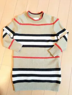 BURBERRY ストライプ柄 七分袖ワンピース 152cm - メルカリ