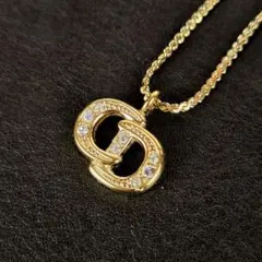 クリスチャンディオール ロゴ 喜平 ラインストーン ネックレス ゴールド