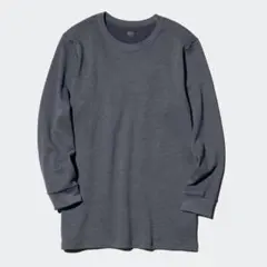 UNIQLO 極暖ヒートテック ワッフルクルーネックTシャツ グレー Lのサムネイル