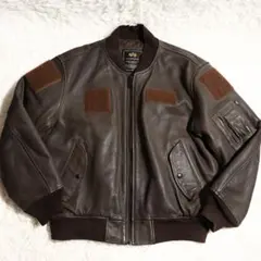 アルファインダストリーズ レザージャケット MA-1 イーグル エンボス加工