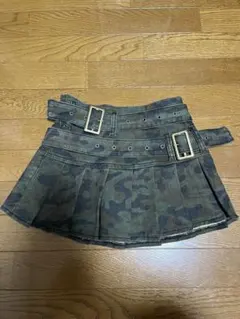 WEGO Wベルトデニムプリーツミニスカパンツ 迷彩