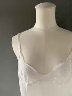 アンティーク ビンテージ 80s レース 花柄 袖無 ロング ワンピース ドレス