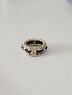 シャネル CCロゴ チェーンリング ゴールド×ブラック