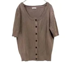 GU 半袖ニットカーディガン（L）ブラウン ふんわり軽やか シンプル