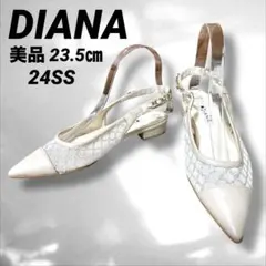 DIANA チェーン　バックベルトフラットシューズ　ラメ　シアー　ベージュ