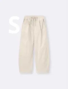 GU コーデュロイバレルレッグイージーパンツ30 NATURAL オフホワイト