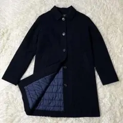 【極美品】現行 モンベル トラベルコート ウール 中綿 洗える ネイビー M
