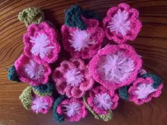 毛糸 花モチーフ 10個